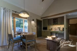 Living Area and Kitchen in cabin 744 at Skamania Lodge
